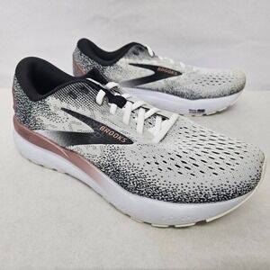 Brooks Ghost 16 Running Shoes 120407-1B-105 White Black Rose Gold Women Size 9.5